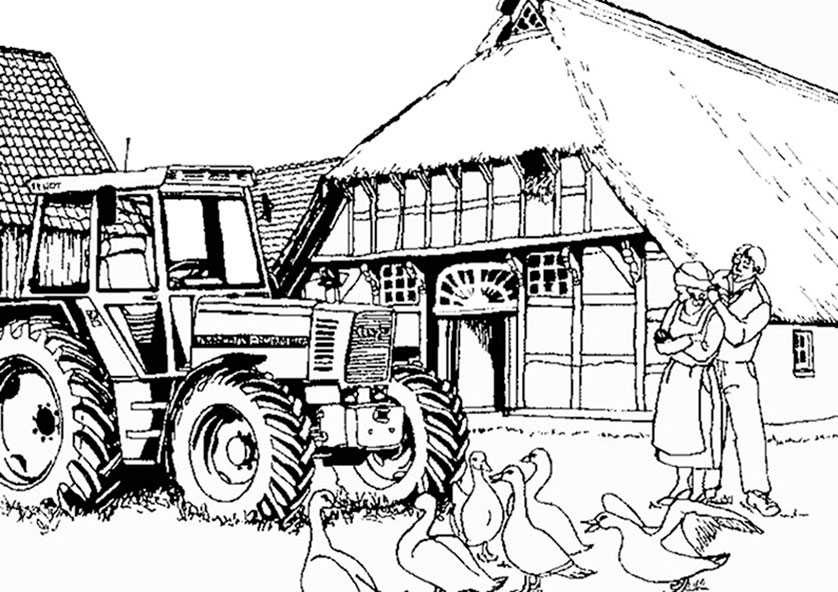 Ausmalbilder Bauernhof mit Traktor (3)