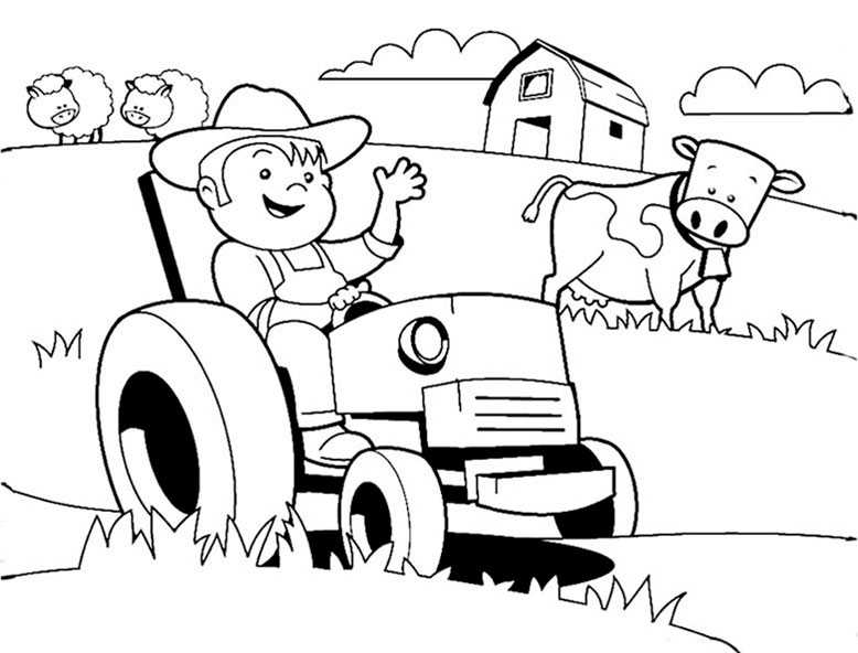 ausmalbilder Traktor auf dem Bauernhof (2)