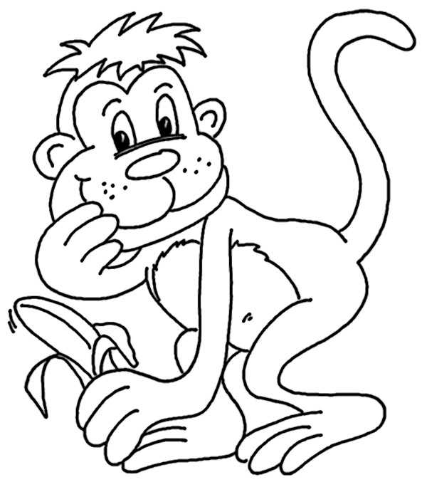 Ausmalbild Affe mit einer Banane